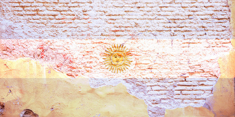 Argentina flag painted on a brick wall. 3d illustration