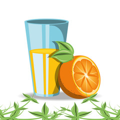 orange juice glass icon over white background colorful design vector illustration