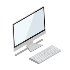 Modern Computer with Big Thin Monitor Illustration