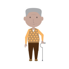 cartoon elderly man icon over white background colorful design vector illustration