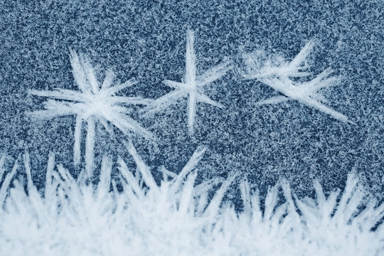 Frozen ice crystals on the ground, for backgrounds or textures