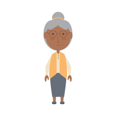 cartoon elderly woman icon over white background colorful design vector illustration