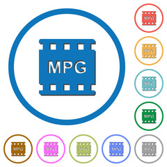 MPG movie format icons with shadows and outlines