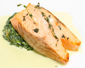 salmon with spinach