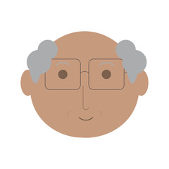 cartoon elderly man face icon over white background colorful design vector illustration