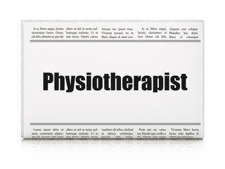 Health concept: newspaper headline Physiotherapist on White background, 3D rendering