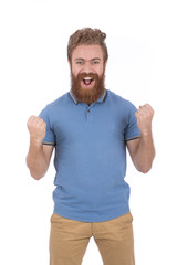 Obraz premium Excited beard man