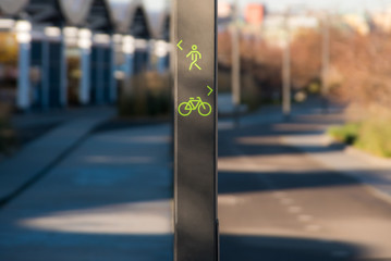 Bicycle and pedestrian lane sign.