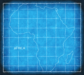 Africa map blue print artwork illustration silhouette