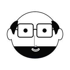 cartoon elderly man face icon over white background vector illustration