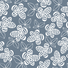 Seamless pattern with tropical flowers.