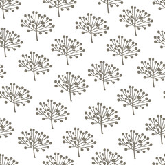 Seamless pattern with hand drawn branches and berries.