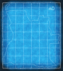 Angola map blue print artwork illustration silhouette
