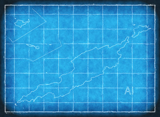 Anguilla map blue print artwork illustration silhouette