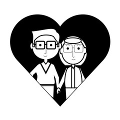 heart with a Elderly couple icon over white background vector illustration