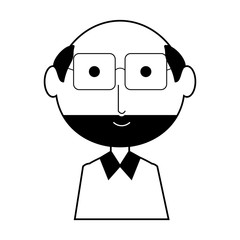 cartoon elderly man with glasses icon over white background vector illustration