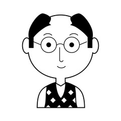 cartoon elderly man with glasses icon over white background vector illustration
