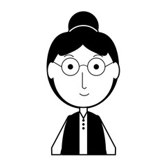 cartoon elderly woman icon over white background vector illustration