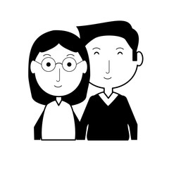cartoon eldery couple icon over white background vector illustration