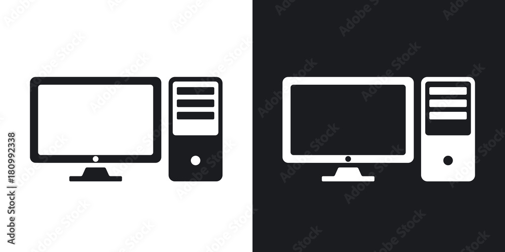 Wall mural vector desktop computer icon. two-tone version on black and white background