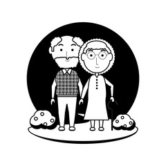 cartoon eldery couple icon over white background vector illustration