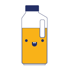 kawaii orange juice bottle in color sections silhouette