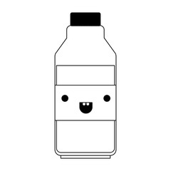 kawaii milk bottle in black silhouette
