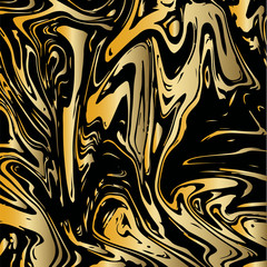 Gold Marble Background. Vector Square Marbling Texture on Black. VIP Rich Golden Splash, Celebration Design Element or Product Cover. Stone Engraving. Golden Marble Background Glitter Acrylic Pattern