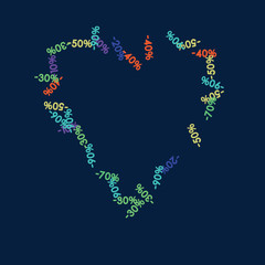 Sale Banner Confetti. Vector Falling Discount Prices -10, -20, -30, -40, -50, -70, -90 Sticker. Holidays Shopping Promotion Ads. Rebate Badge, Price Discount Cool Sale Banner, Border or Frame