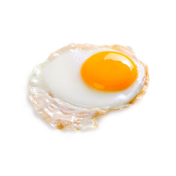 fried egg, isolated on white 