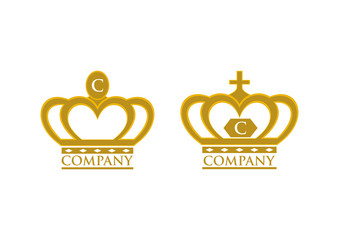 Unique Golden Crown Illustration Logo Design
