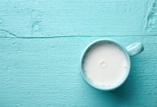 Blue Cup Of Fresh Milk