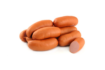 Sausages big on a white background