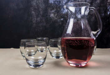 Pitcher with raspberry juice.