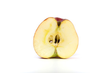 a large red ripe apple on white. Studio.