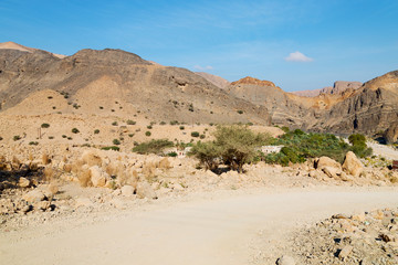 in oman  the old mountain gorge and canyon the deep cloudy  sky