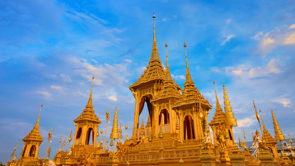 The royal crematorium of His Majesty late King Bhumibol Adulyadej in front of the Grand Palace at Sanam Luang, Bangkok, Thailand