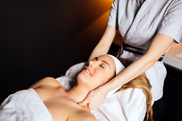 Beautiful woman enjoying massage