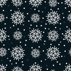 Naklejka na ściany i meble Snowflakes seamless pattern for Christmas packaging, textiles, snow illustration.