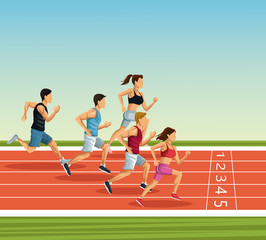 Obraz premium People on running track