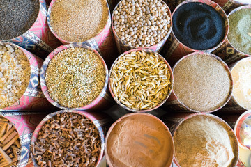 herbs and spices on a middle eastern market