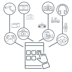 Internet technology round icons