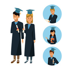 Students in robe cartoon