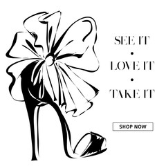 black and white fashion high heels shoes promo banner, online shopping social media ads web template with beautiful heels. Vector illustration - 180999727