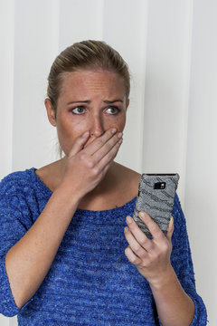 woman is shocked by sms