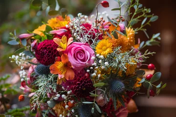 Fotobehang Prachtig kleurrijk gemengd bloemenboeket © zozzzzo