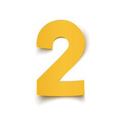 Naklejka premium Numer dwa żółty, abstrakcyjny wzór na białym tle.