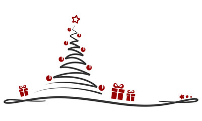 Weihnachten - "Weihnachtsbaum mit Geschenken" (in Weiß/ Grau)