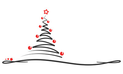 Weihnachten - Grußkarte "Abstrakter Weihnachtsbaum" (in Weiß/ Grau)