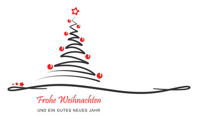 Weihnachten - Grußkarte "Abstrakter Weihnachtsbaum" (Weiß/ Grau)